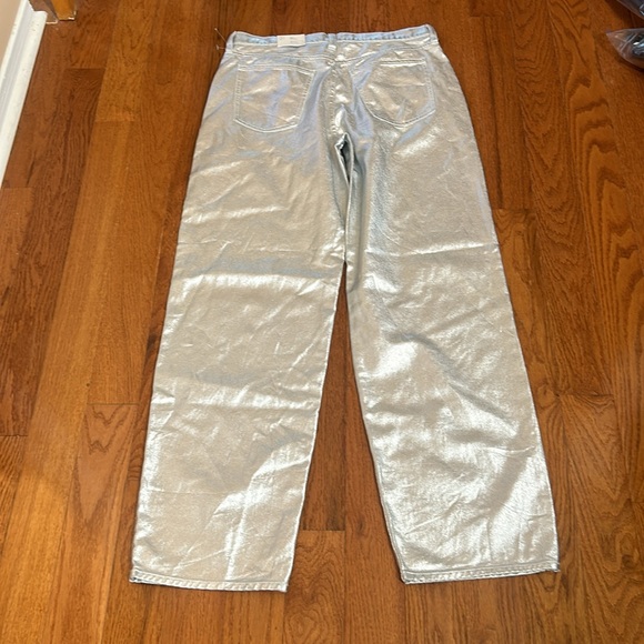 NWT UNIVERSAL THREAD WOMEN MID RISE 90s BAGGY METALLIC SILVER JEANS SIZE 8R - Picture 8 of 10